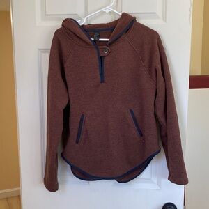 Prana Brown Hoodie with Blue Trim